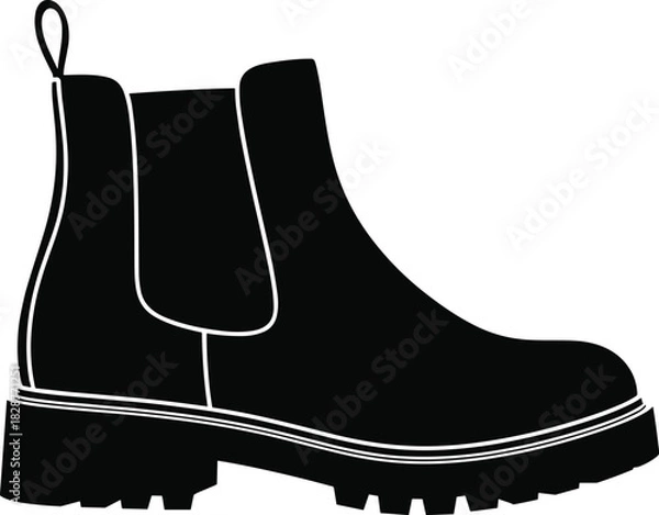 Obraz Classic Chelsea boot silhouette with pull loop and rugged sole, showcasing timeless style, comfort, and functional fashion design.