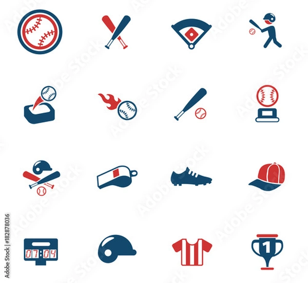 Obraz baseball color icon set