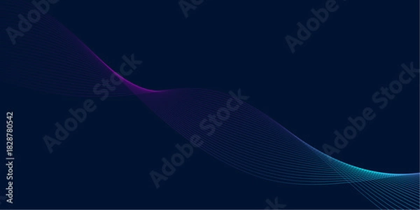 Fototapeta Digital Sound Wave Background with Smooth Gradient Lines