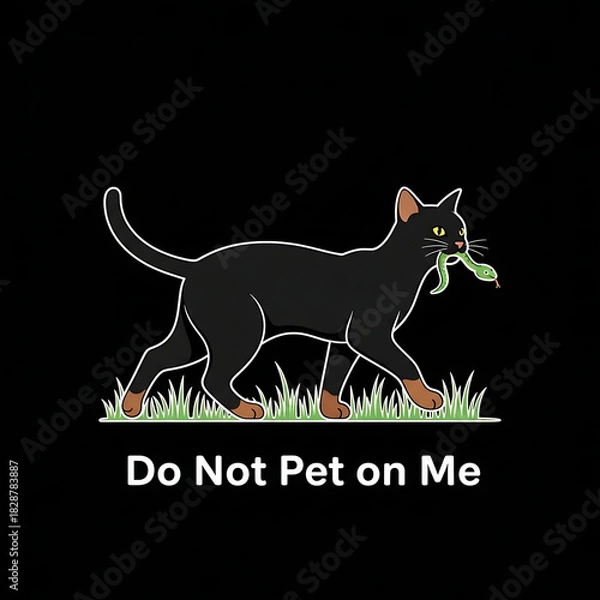 Fototapeta Funny Cat Vector Design on Black Background