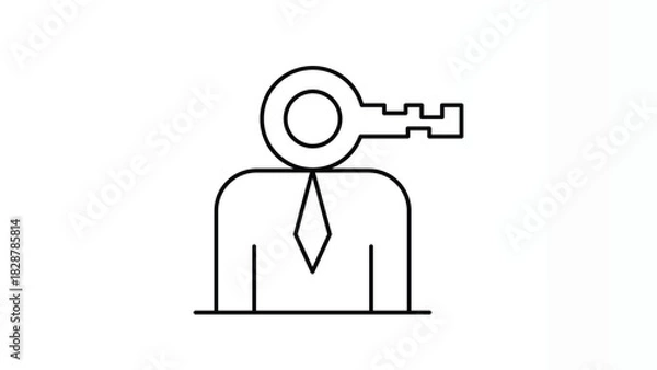 Obraz Business Man Holding Key Symbolizing Opportunity, Access, Success, and Solutions