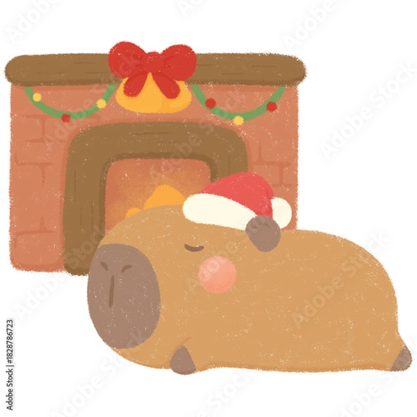 Fototapeta Capybara with fireplace 