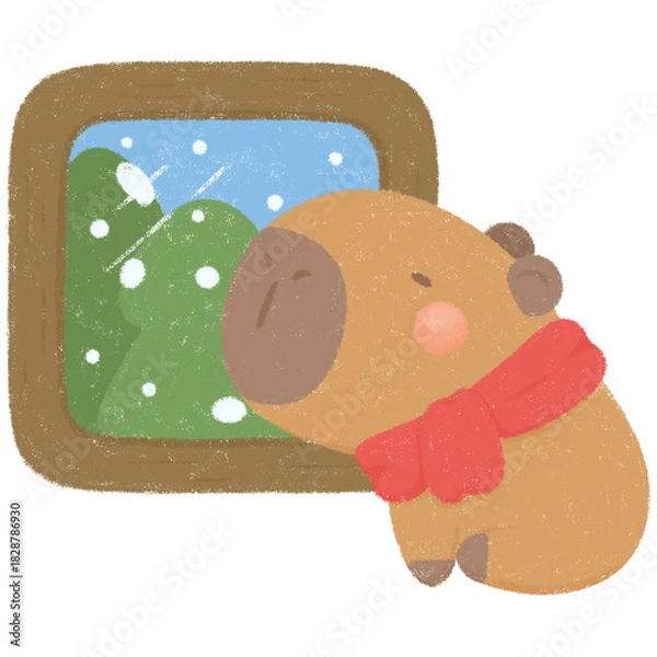 Fototapeta Capybara with Christmas 