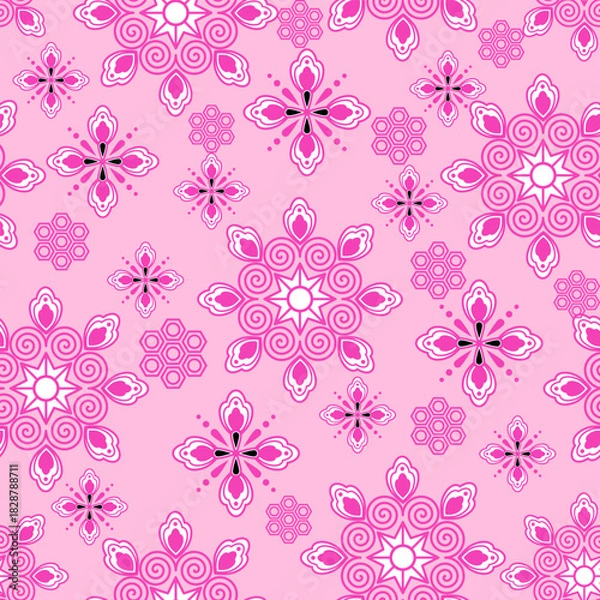 Fototapeta seamless pattern with pink flowers