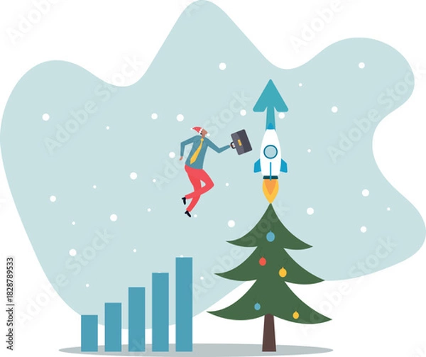 Fototapeta Boost rocket to business growing fast, investment growth, start or launch new business, innovation to boost success,about a man and his life.