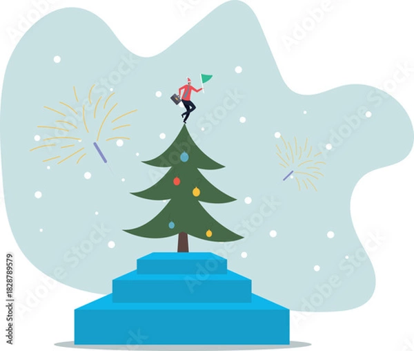 Fototapeta Step to success, staircase to achievement or reach winner target, progress or improvement, career success or business journey.about a man and his life.