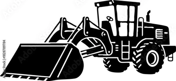 Obraz Black Silhouette Icon of Industrial Front End Loader Machinery