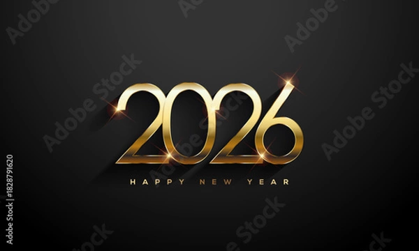 Obraz 2026 Happy New Year, Gold