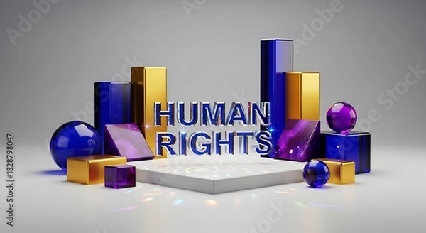 Obraz Human rights text with geometric shapes
