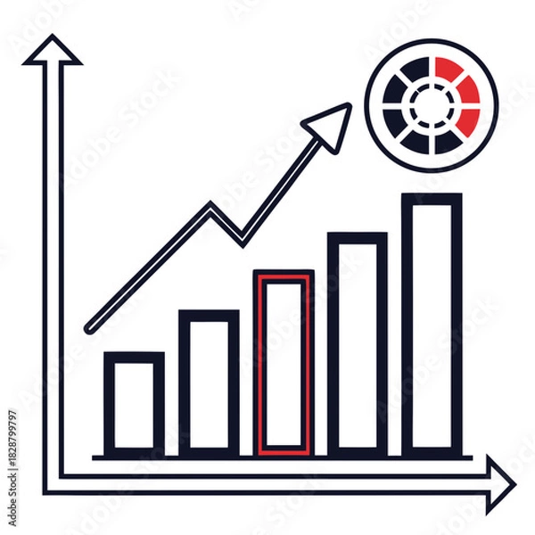 Obraz Bar graph showing growth with a pie chart