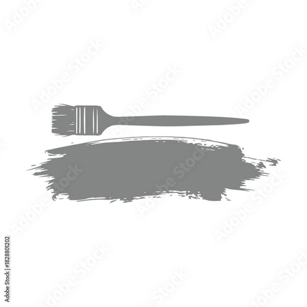 Fototapeta Painting Tools Round and Flat Brushes with Paint Stroke Set 