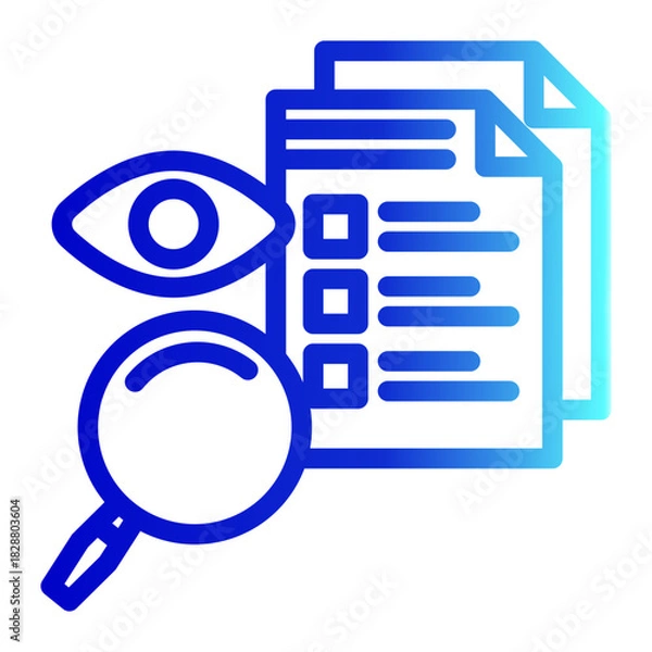 Obraz File Search Research Inspection Icon from Customer Assessment Collection (Outline Gradient style)