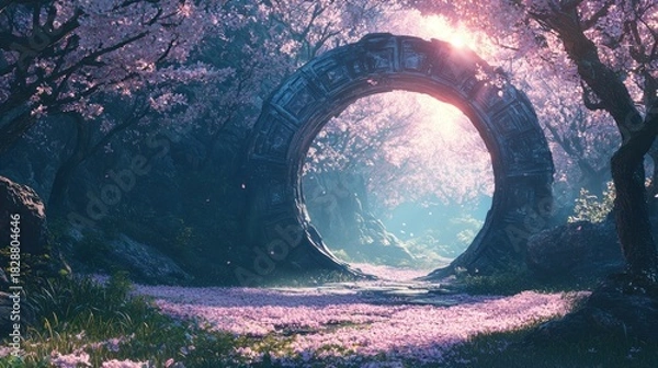 Obraz Mystical Portal in Enchanted Forest - A Gateway to Another World.