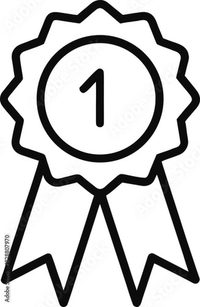 Obraz first place award ribbon icon  outline vector illustration on white background