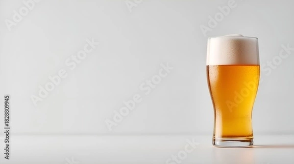 Obraz Refreshing golden beer with a foamy head ready to quench your thirst on a hot summer day, perfect for advertising a brewery or bar promotion