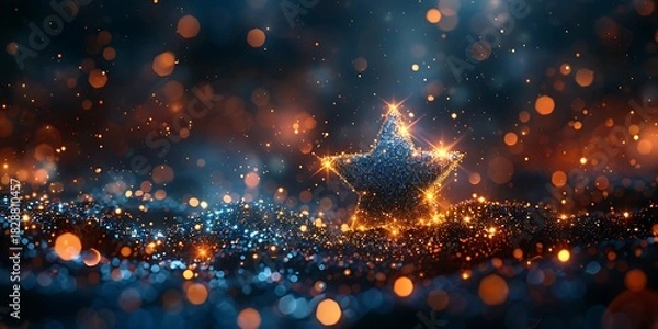 Obraz Panoramic Glowing Star With Bokeh Lights and Glitter Effect