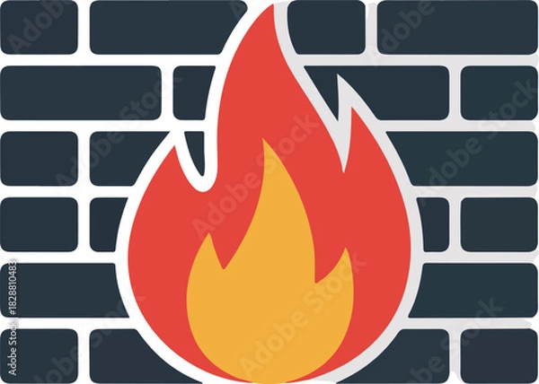 Obraz Firewall vector icon representing internet security and network protection against cyber threats