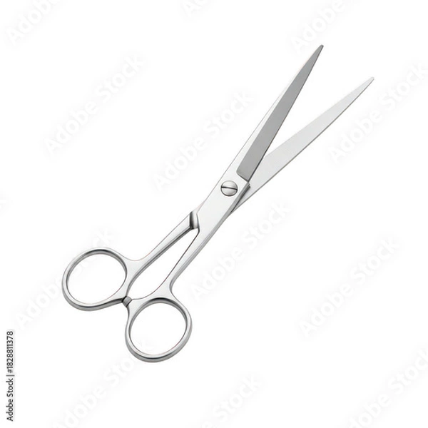 Obraz Metallic professional scissors, open, isolated for cutting tasks isolated on white background
