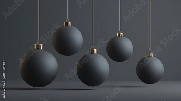 Obraz Matte Black Christmas Ornaments Dark Background Luxury