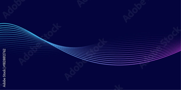 Fototapeta Horizontal Sound Wave with Blue to Purple Gradient Effect