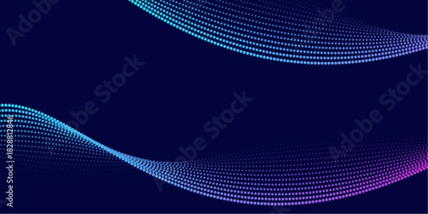 Fototapeta Dual Flowing Particle Waves Abstract Background Banner