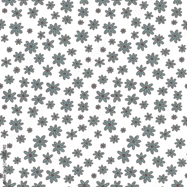 Fototapeta Delicate Teal Floral Pattern on White Background Seamless Design for Fabrics and Wallpapers Perfect for Spring and Summer