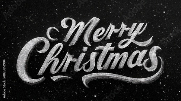 Fototapeta Festive Typography: Merry Christmas in Elegant Script Against a Starry Night Background