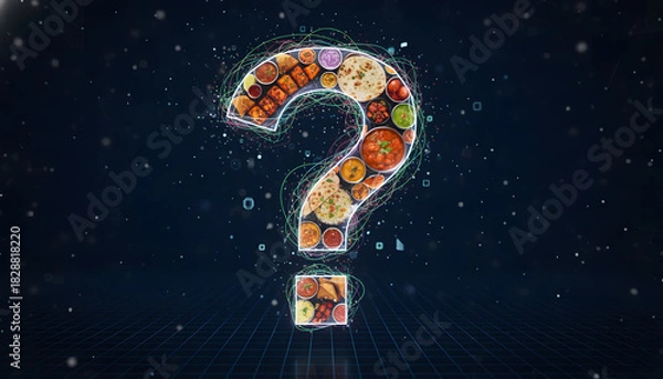 Obraz Question mark with food inside