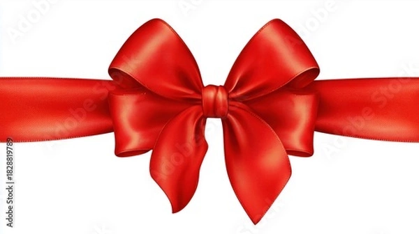 Fototapeta Red Satin Bow for Gift Wrapping, Decorative Bow for Festive Occasions