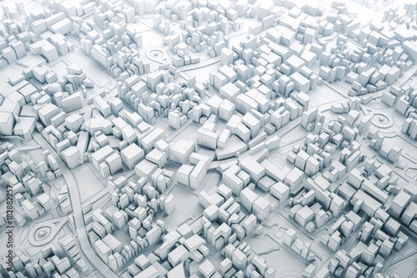 Obraz White and line 3D Map of City, travel and tourism planning concept. 3D illustration.