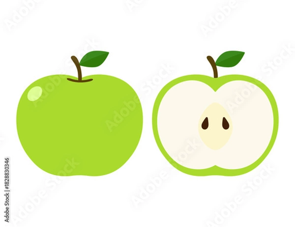 Obraz 青りんごと青りんごの断面