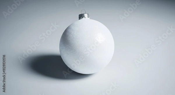Obraz Modern Christmas Decor: Smooth and Textured White Baubles in Minimalist Style