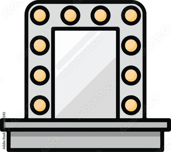 Obraz Vanity mirror vector illustration with illuminated bulbs and reflective surface for beauty and entertainment themes