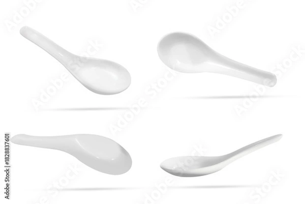 Obraz Title: Ceramic Soup Spoon in Various Angles