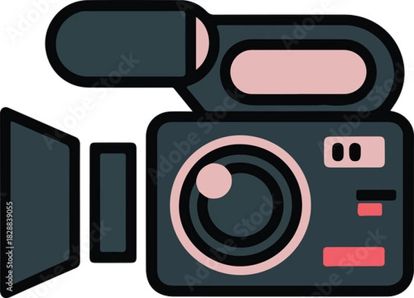 Obraz Vector video camera icon with a retro aesthetic and muted color palette for filming and media production