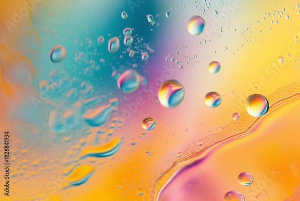 Fototapeta Abstract colorful creative macro oil and water background