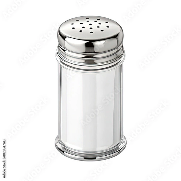 Obraz Elegant silver salt shaker with detailed embossing on transparent background
