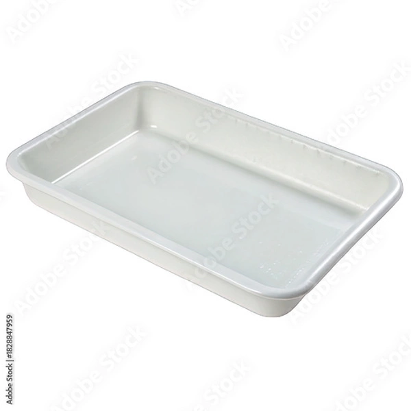 Obraz Empty white rectangular plastic food tray on transparent background