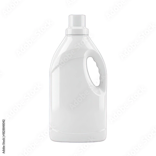 Obraz White plastic laundry detergent bottle with handle on transparent background