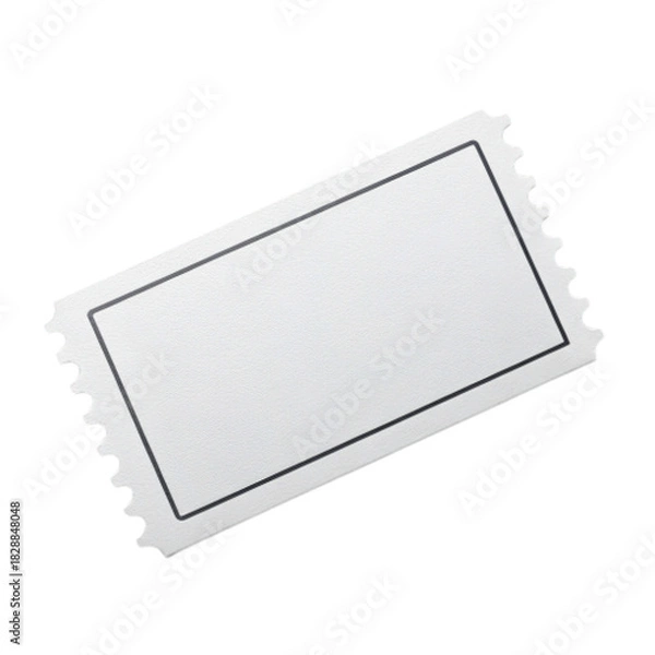 Obraz Blank white ticket with perforated edges on transparent background