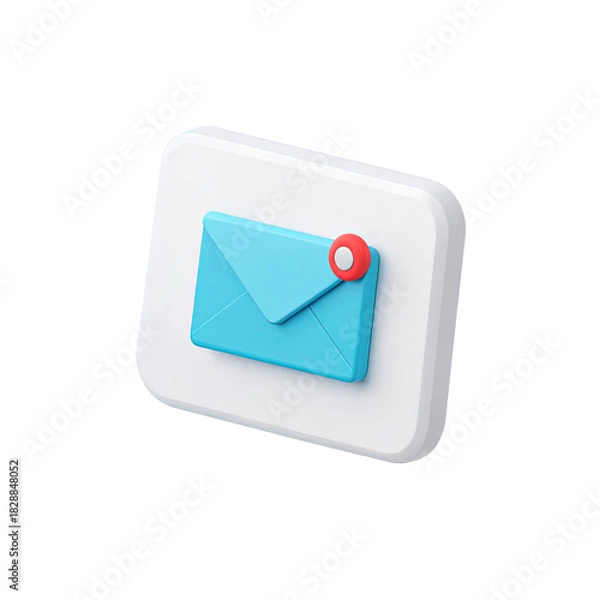 Obraz 3d blue email icon with notification badge on transparent background