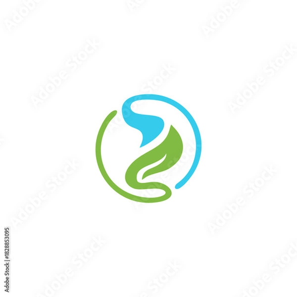 Obraz Leaf and Water Circle Logo