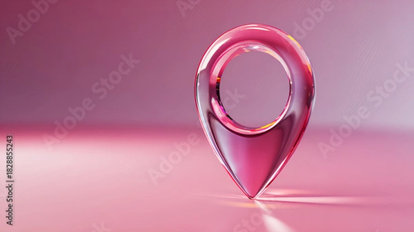 Obraz Minimal glassmorphism location pin icon representing map, place, or navigation marker in digital applications, map pointer, 3d rendering Stock Illustration 