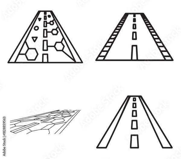 Obraz Smart waste bin detection system icon representing a silhouette of a bin with a sensor and data flow