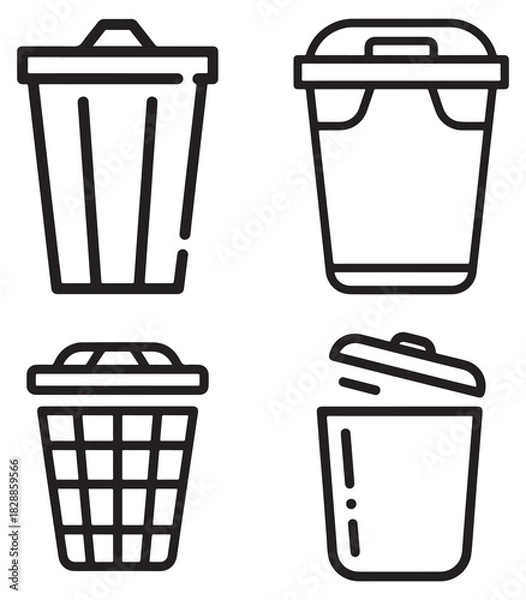 Obraz Smart waste bin detection icons and elements for environmental technology solutions silhouette