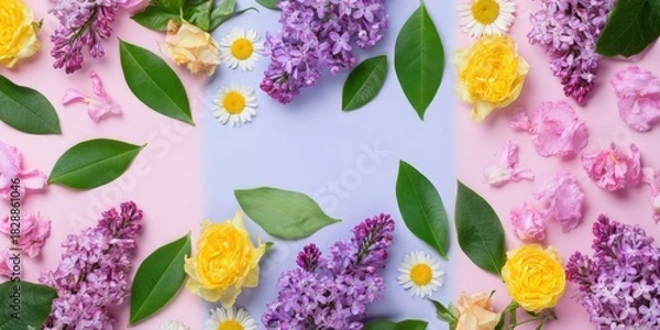 Obraz Colorful flower arrangement on a pastel background