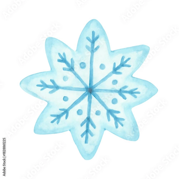 Obraz watercolor blue snowflake isolated