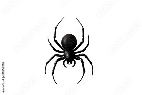 Fototapeta Spooky black widow spider silhouette hanging, Halloween craft perfect for parties and window displays.