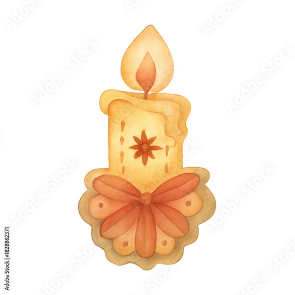 Obraz Watercolor illustration of gingerbread candled