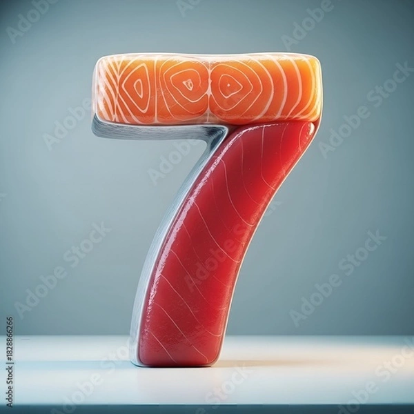 Fototapeta Creative Food Number Seven Combination of Salmon and Tuna